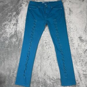 U-51 Women's Jeans Distressed Blue Denim Size 15/16 Skinny Leg